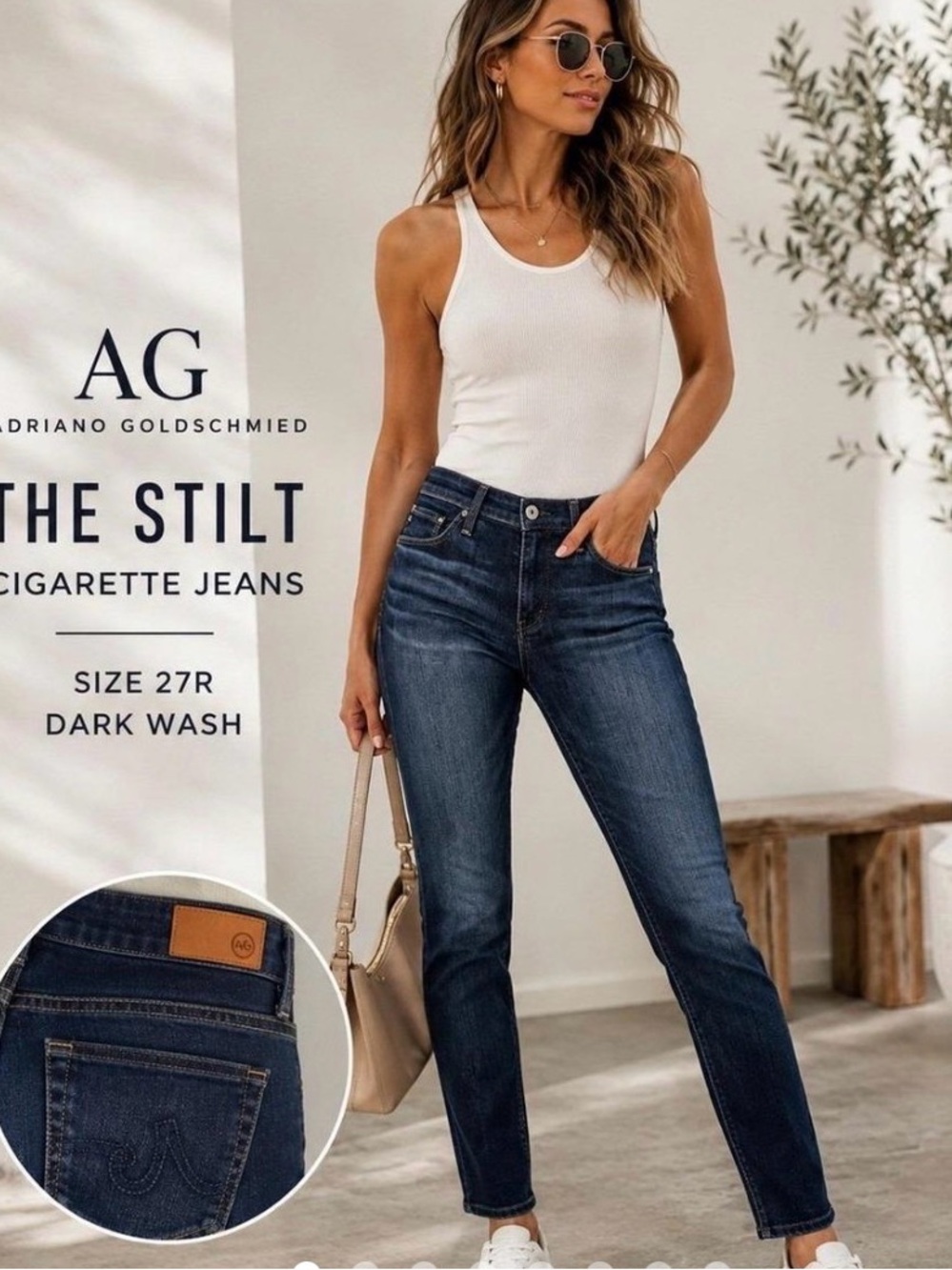 Ag Adriano Goldschmied The Stilt Cigarette Leg Women’s Jeans Dark Blue 26R